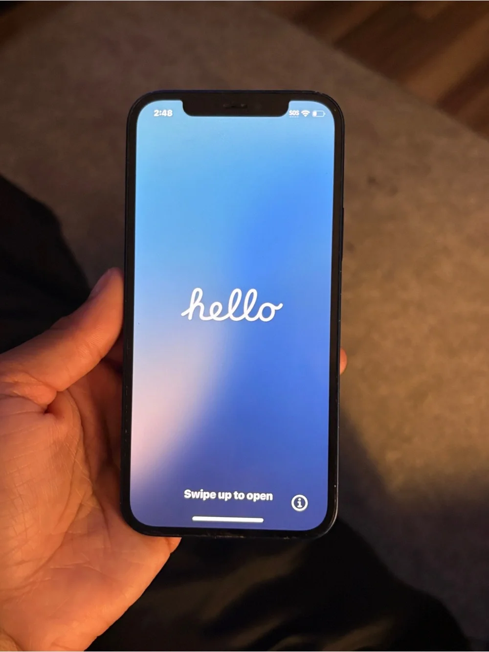 Apple iPhone Black Front with Blue Welcome Screen